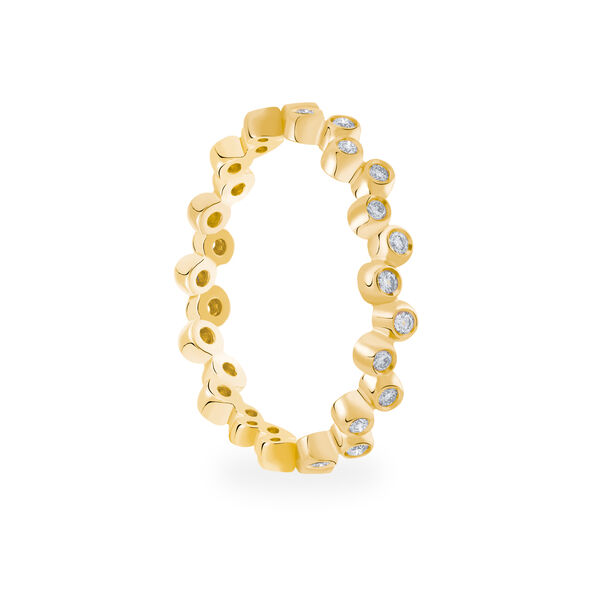 Stackable Diamond Splash Ring, Yellow Gold